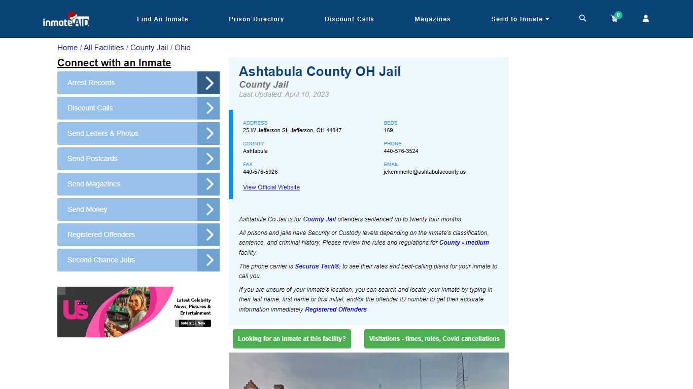 Ashtabula County OH Jail - Inmate Locator - Jefferson, OH