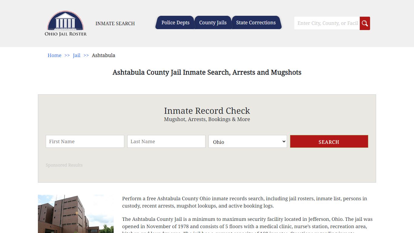 Ashtabula County Jail Inmate Search, Arrests and Mugshots